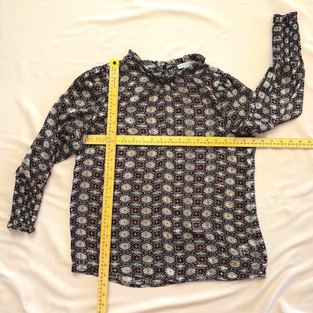 Maison d'Amelie High Collar‎ Long Sleeve Blouse - Royal/Orange/White - Size S - Picture 7 of 12